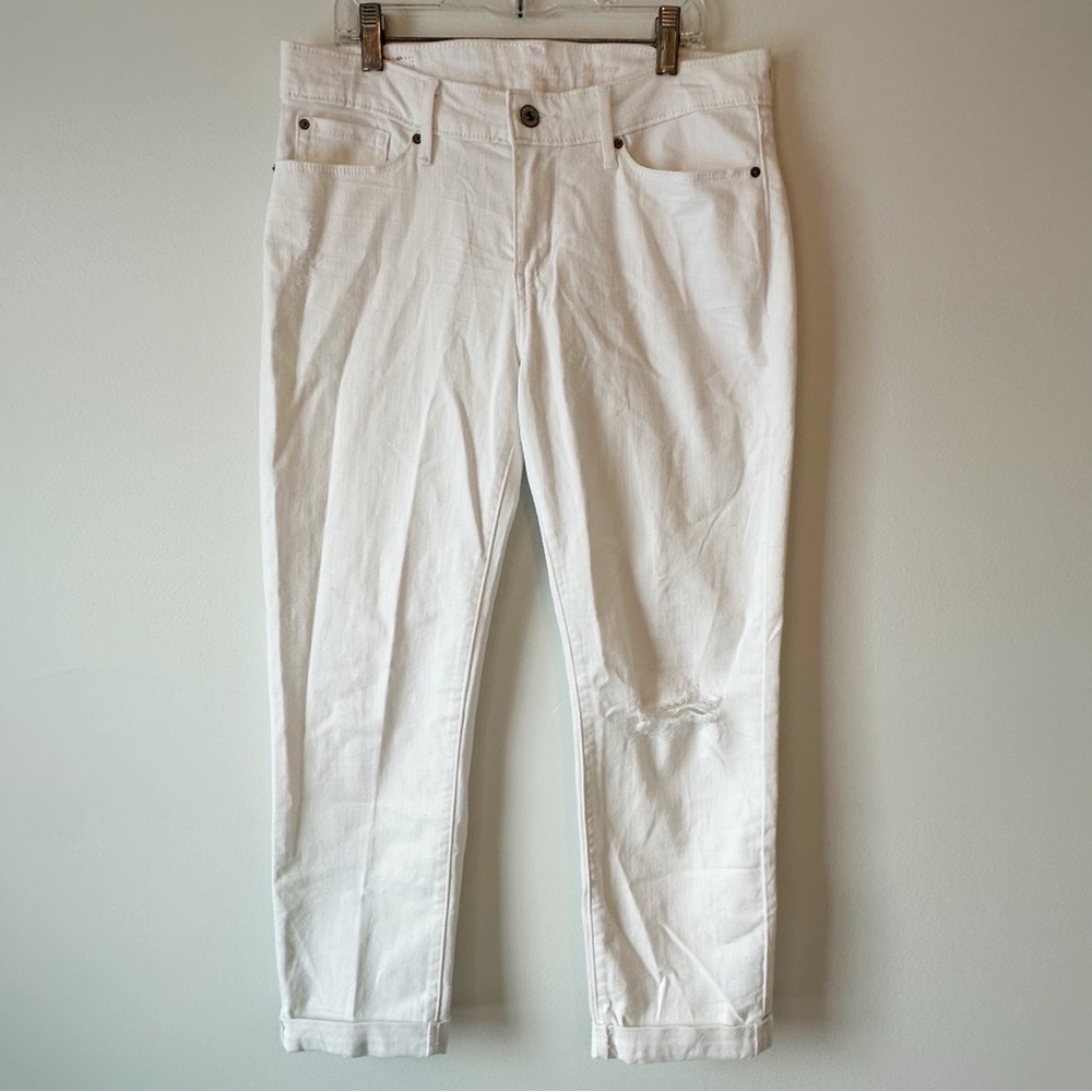 Levi’s Signature Levi Strauss White Modern Slim Cuffed Jeans Distressed, 8 / 29